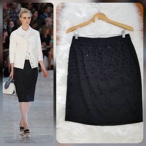 Carmen Marc Valvo Black Embellish Pencil skirt